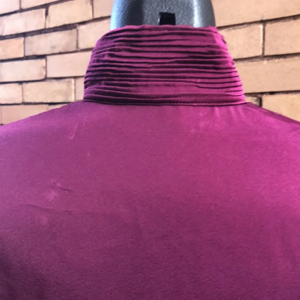 Vintage Pendleton Long Sleeve Button Down high collar raspberry Blouse 8 - Picture 10 of 12